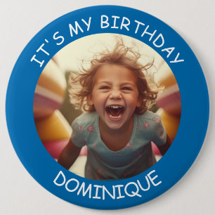 Customizable Photo and Name Birthday Button