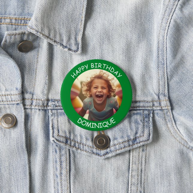 Customizable Photo and Name Birthday Button (In Situ)