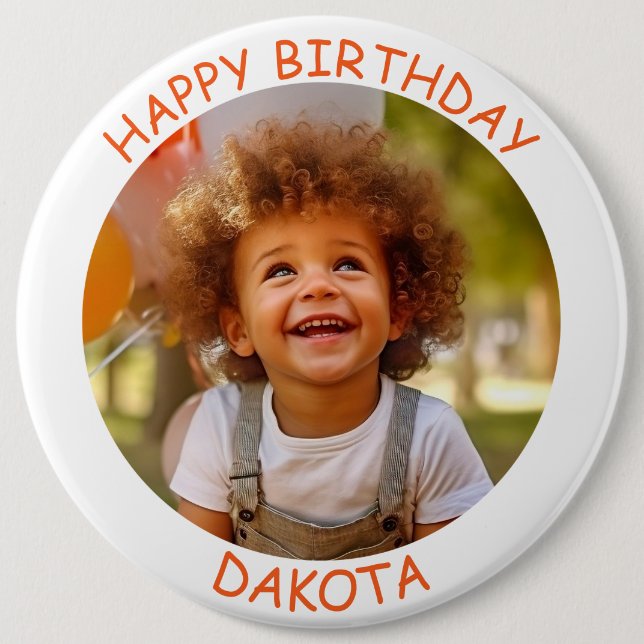 Customizable Photo and Name Birthday Button (Front)