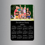 Customizable Photo and Name Black 2025 Calendar Magnet<br><div class="desc">Personalize a 2025 calendar magnet with the people you love. Replace the sample photo and name with your own in the sidebar. The custom text is in a modern white script font. Below it is a small white calendar on a black background. Makes a great custom stocking stuffer. Calendar design...</div>