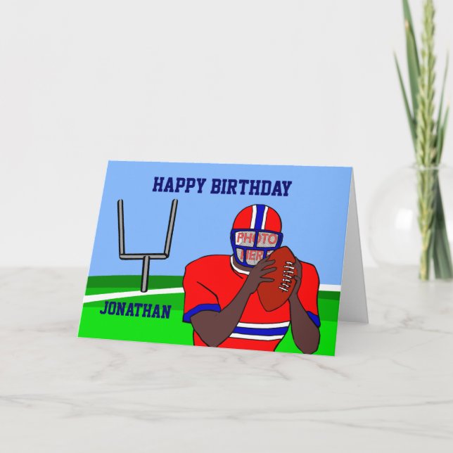Customizable photo and name football grid iron AA Card (Front)