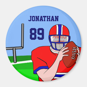 Customizable Photo and Name Football Grid Iron Magnet
