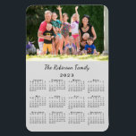 Customizable Photo and Name Gray 2023 Calendar Magnet<br><div class="desc">Personalize a 2023 calendar magnet with the people you love. Replace the sample photo and name with your own in the sidebar. The custom text is in a modern black script font. Below it is a small black 2023 calendar on a gray background. Makes a great custom stocking stuffer. Calendar...</div>