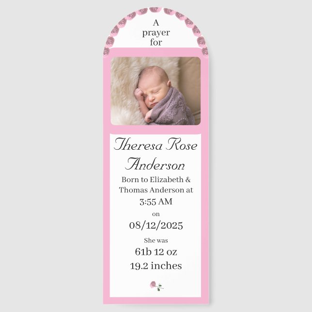Customizable Photo Birth Announcement Bookmarks (Front)