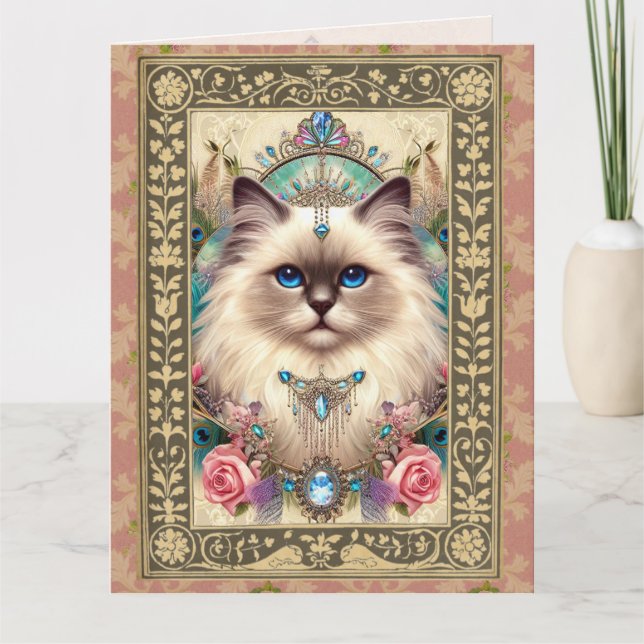 Customizable Photo Card - Ragdoll Cat Birthday (Front)