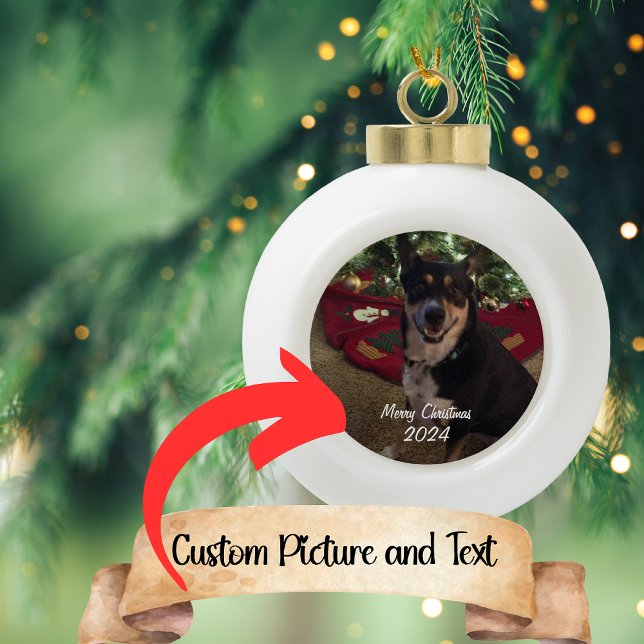 Customizable Photo Christmas Ceramic Ball Ornament (Creator Uploaded)