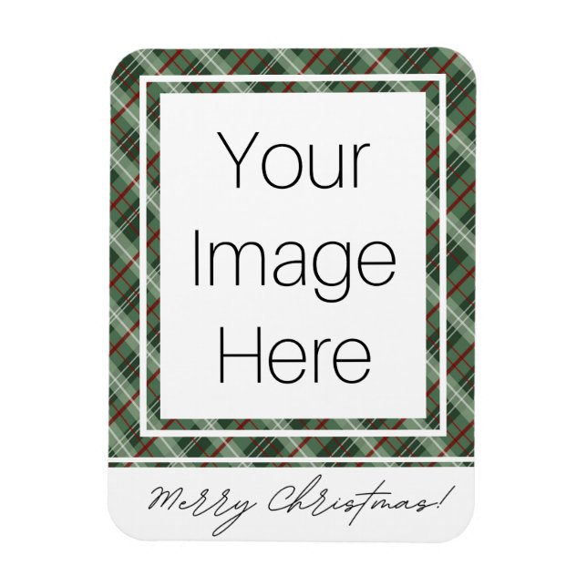 Customizable Photo Christmas Plaid Magnet (Vertical)