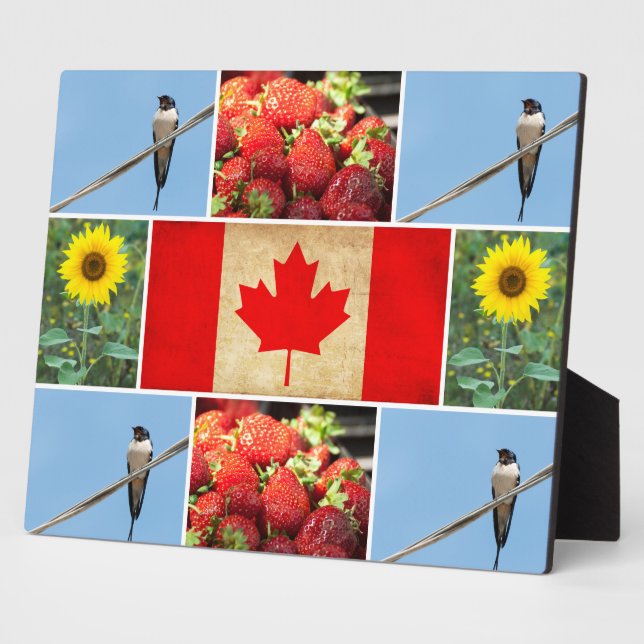 Customizable photo collage & Flag of CANADA Plaque (Side)