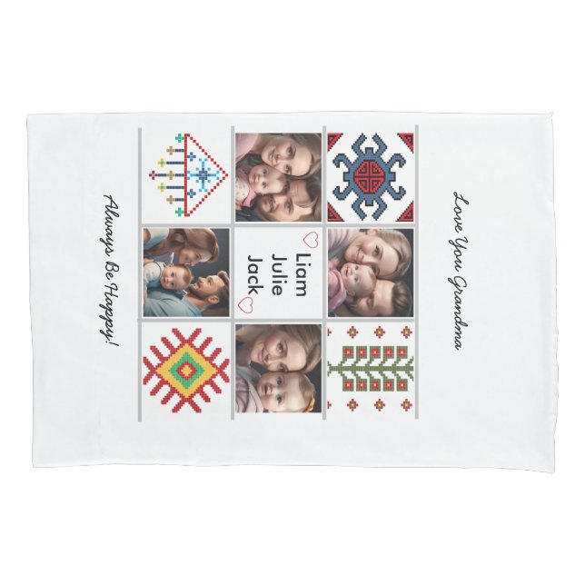 Customizable Photo Collage Pillow Case (Front)