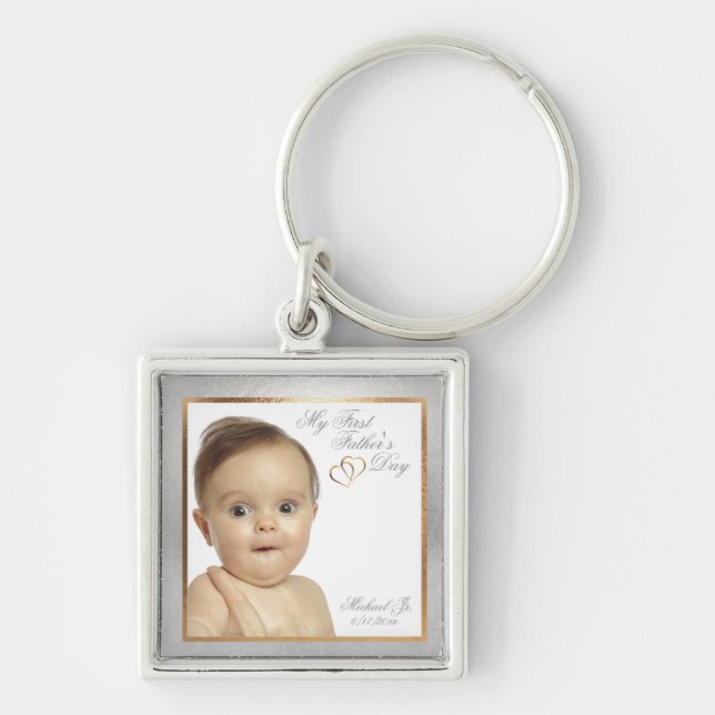 Customizable Photo First Father's Day Key Chain (Front)