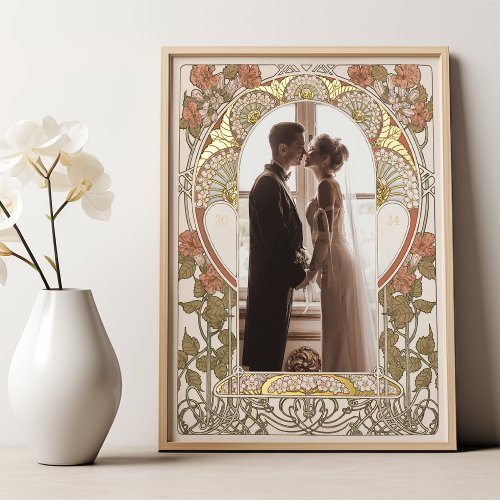 Customizable Photo Foil Poster Art Nouveau Wedding