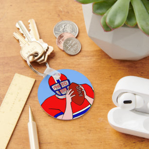 Customizable photo football grid iron keychain
