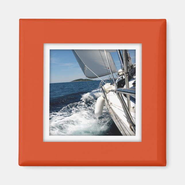 Customizable Photo Frame Dark Orange Magnet (Front)