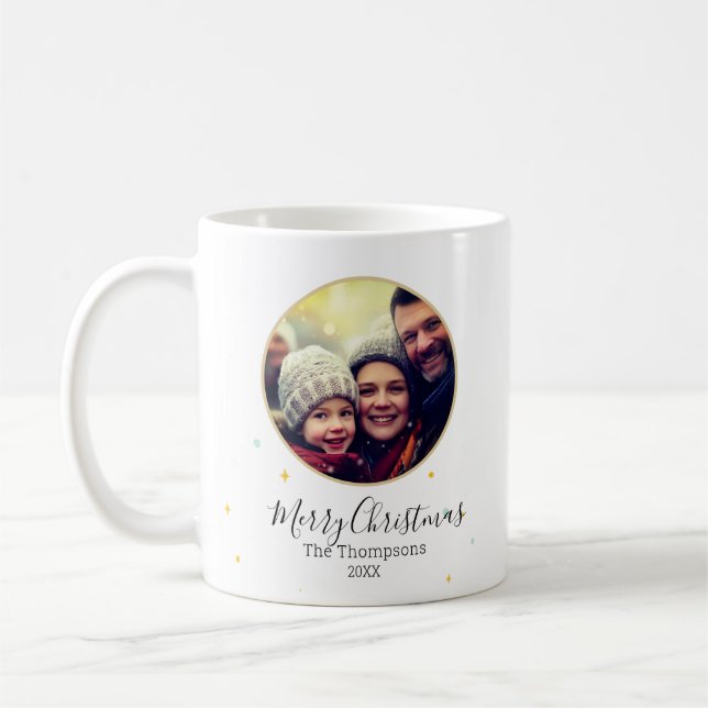 Customizable photo frame  festive ornament accent coffee mug (Left)