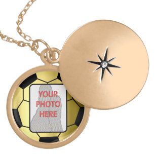 Customizable photo gold soccer ball award Necklace