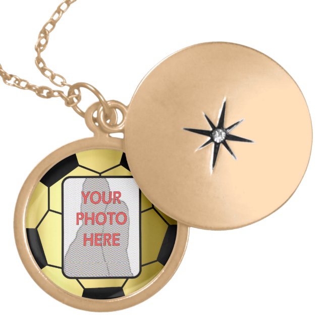 Customizable photo gold soccer ball award Necklace (Front)