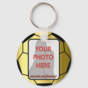 Customizable Photo Golden Soccer Ball Keychain