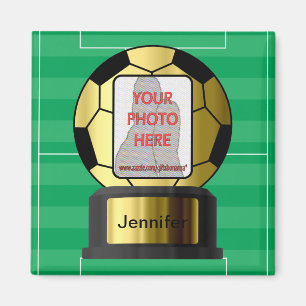 Customizable photo Golden soccer ball magnets