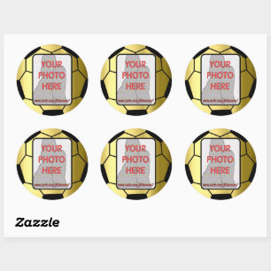 Customizable photo golden soccer ball stickers