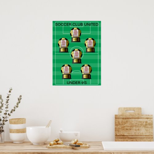 Customizable photo golden soccer team posters