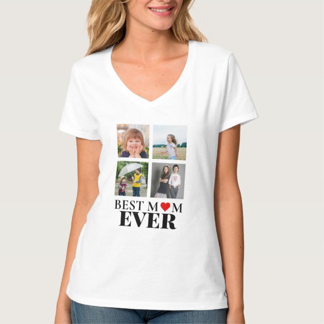 Customizable Photo Grid Simple Design T-Shirt (Front)