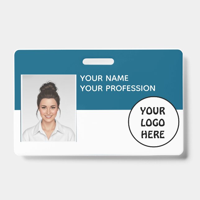 Customizable Photo ID Badge – Editable Name, (Front)