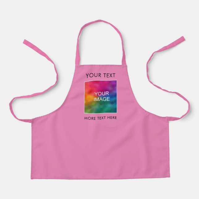 Customizable Photo Logo Template Pink Kids Girls Apron (Front)