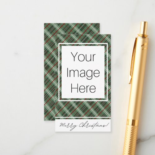 Customizable Photo Merry Christmas Plaid Enclosure Card