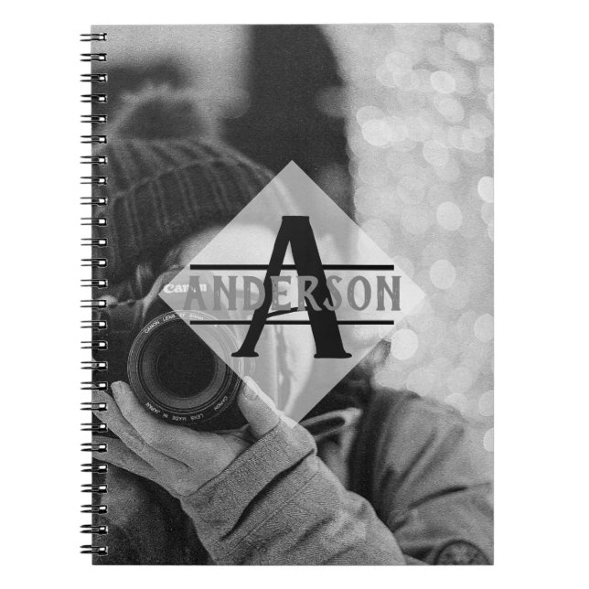 Customizable PHOTO Monogram Gifts Modern Notebook (Front)