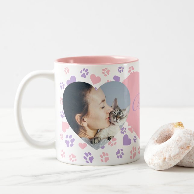 Customizable Photo Mug for Cat Lovers (With Donut)