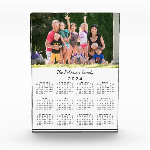 Customizable Photo Name 2024 Calendar Desk Acrylic Award