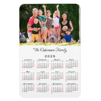 Customizable Photo Name 2025 Calendar Magnet