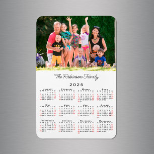 Customizable Photo Name 2025 Calendar Magnet