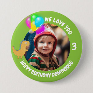 Customizable Photo, Name And Age Birthday Button