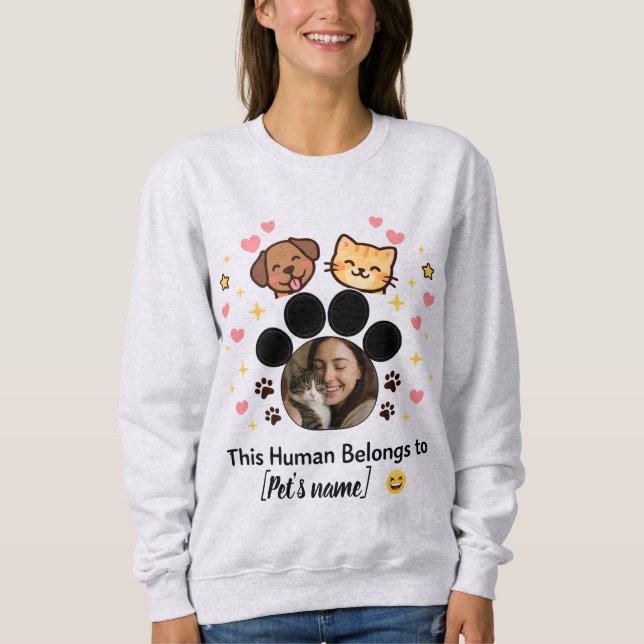 Customizable Photo & Name Pet Lover Sweatshirt  (Front)