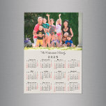 Customizable Photo Name Tan 2025 Calendar Magnet<br><div class="desc">Keep the people or pets you love nearby with a customizable 2025 calendar magnet card. Replace the sample photo and name with your own in the sidebar. The custom text is in a black handwritten script font. Below it is a small calendar with black weekdays and red weekend dates on...</div>