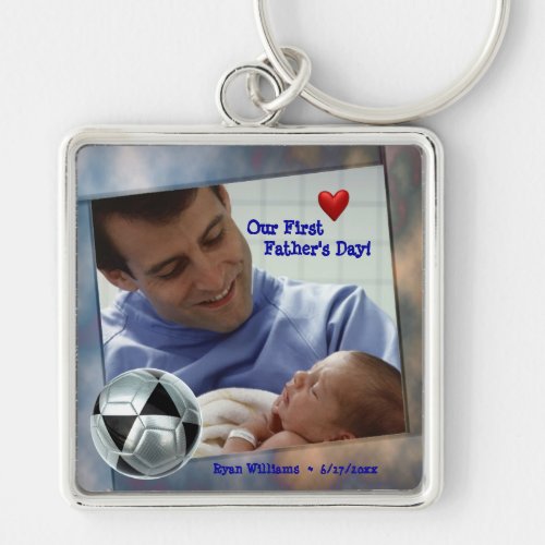 Customizable Photo Our First Fathers Day Key Chain