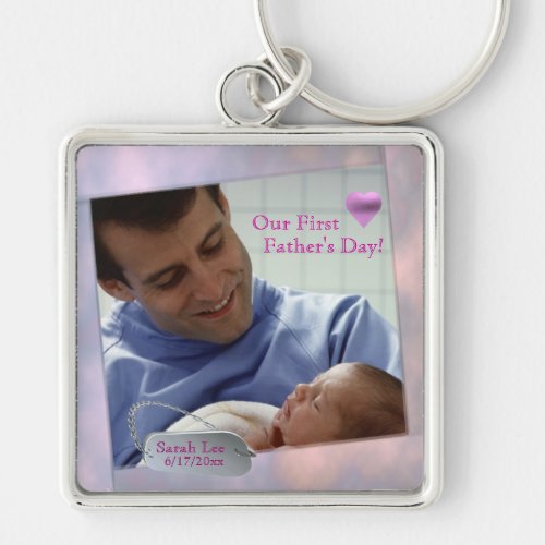 Customizable Photo Our First Fathers Day Key Chain