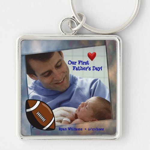 Customizable Photo Our First Fathers Day Key Chain