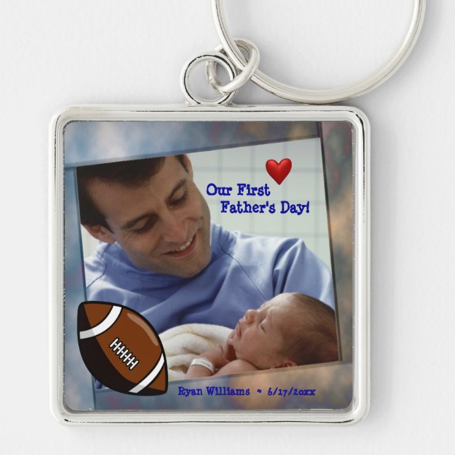 Customizable Photo Our First Fathers Day Key Chain (Front)