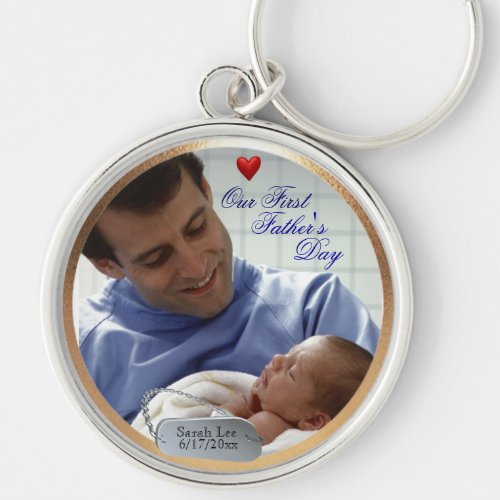 Customizable Photo Our First Fathers Day Key Chain