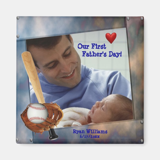 Customizable Photo Our First Fathers Day Magnet (Front)