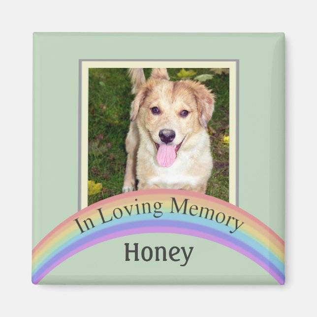 Customizable Photo Pet Memorial (Green) Magnet (Front)