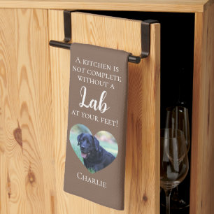 Customizable Photo & Pet Name Lab Chocolate Brown Kitchen Towel