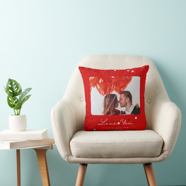 Customizable Photo Red Valentine's day Throw Pillow (Chair)