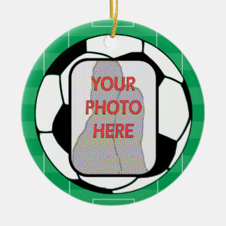 Customizable Photo Soccer Ball Award Ceramic Ornament