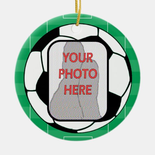 Customizable Photo Soccer Ball Award Ceramic Ornament