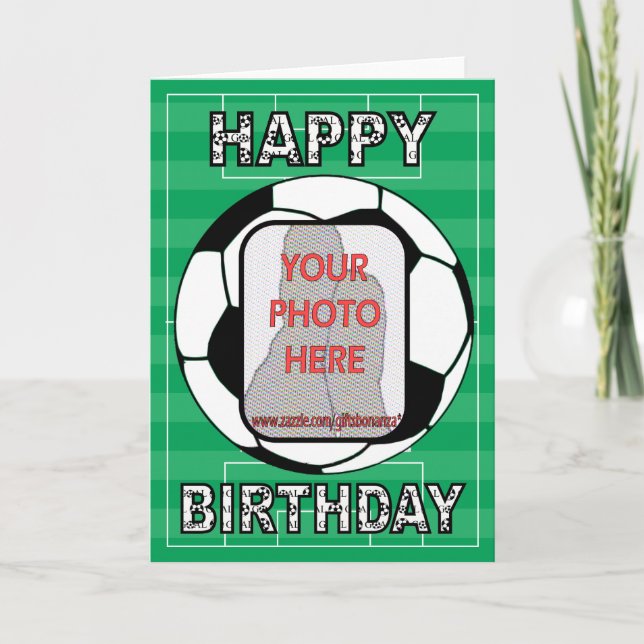 Customizable photo soccer ball Greetings cards (Front)