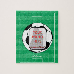 Customizable photo soccer ball jigsaw puzzle