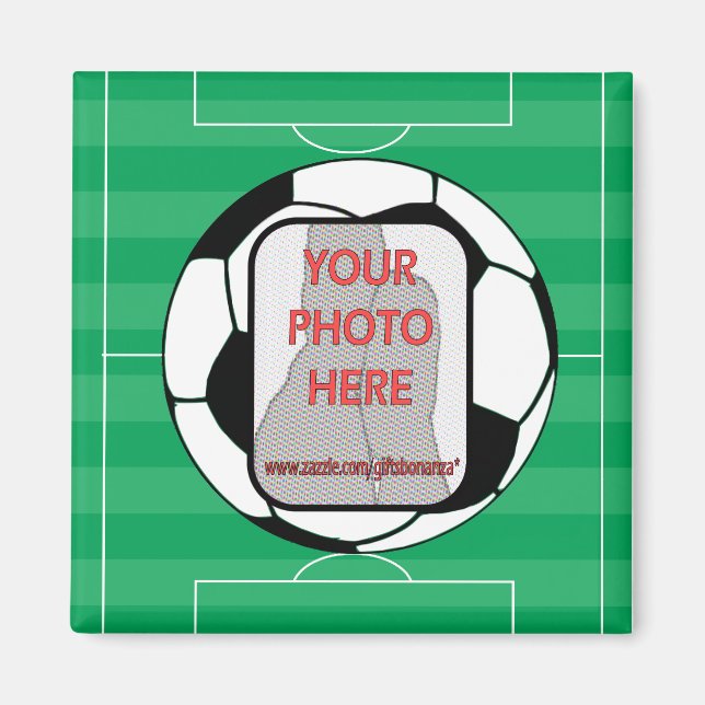 Customizable photo soccer ball magnet (Front)
